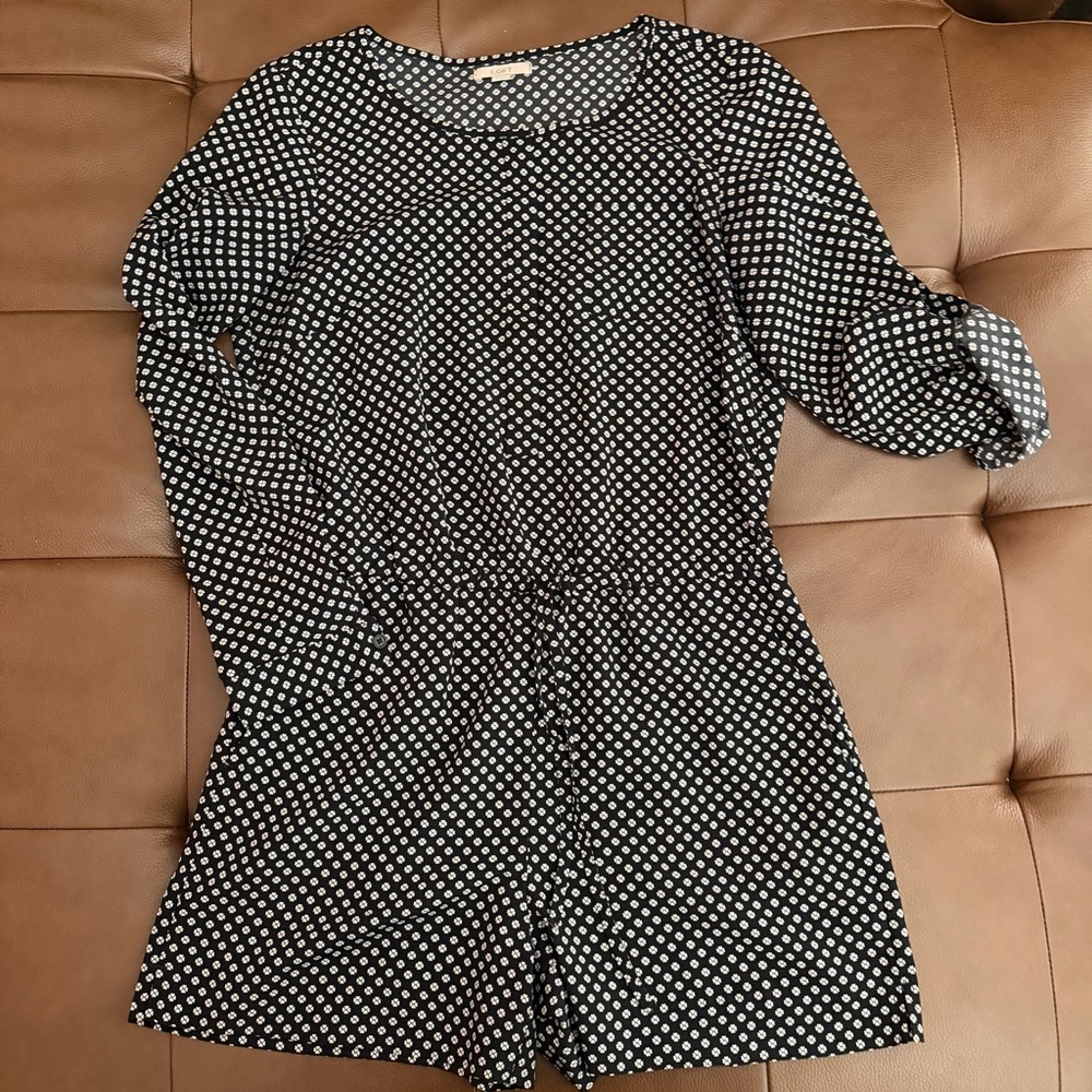 LOFT Black and White Patterned Romper